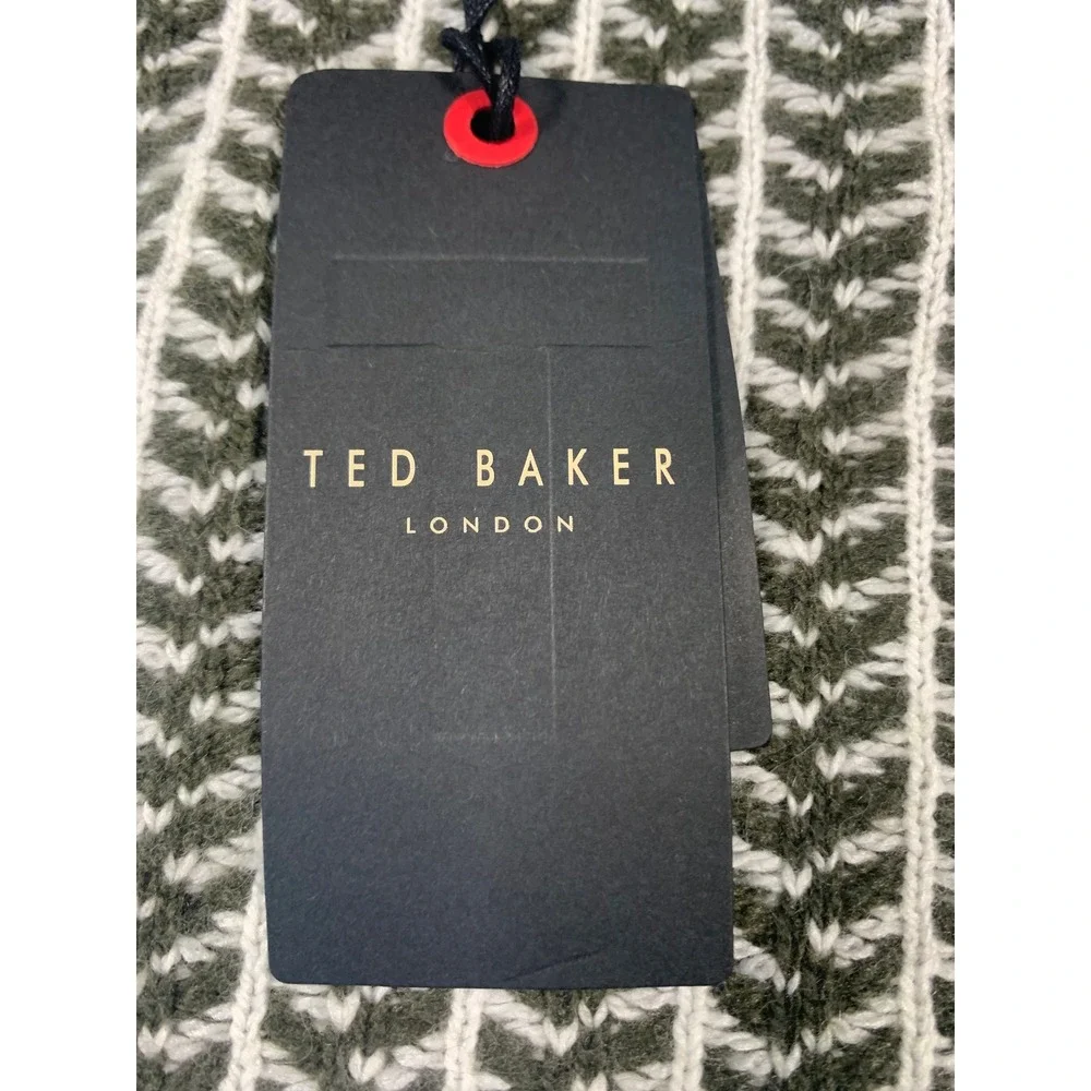 Ted Baker London Mens Olive‎ Green Textured Crew Neck Sweater Size 6